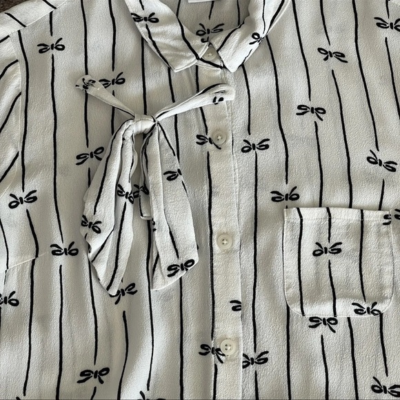 EUC Cooperative Urban Outfitters Bow Tie Button Up Dress Black White (Women’s S) - Picture 16 of 16